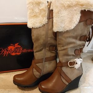 Apple Bottoms 3" wedge boots size 7.5